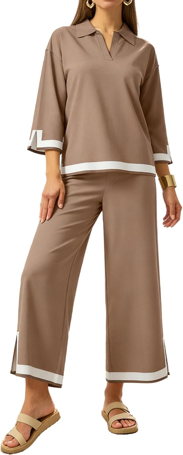 Tanming Womens 2 Piece Outfits 3/4 Sleeve Sweater Lounge Sets | Amazon (US)