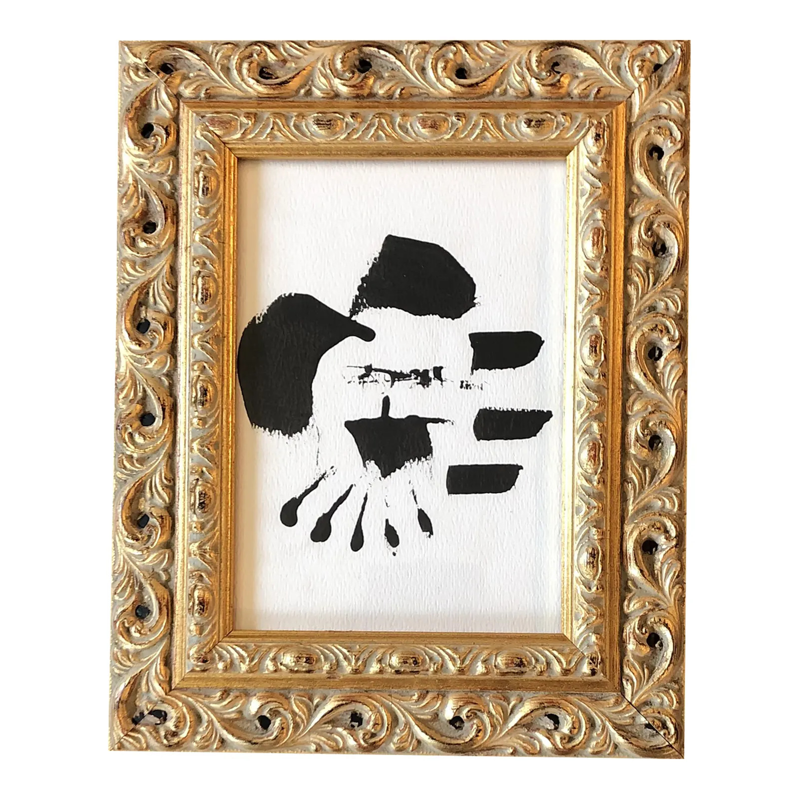 Contemporary Original Small Abstract Portrait Painting Vintage Frame | Chairish