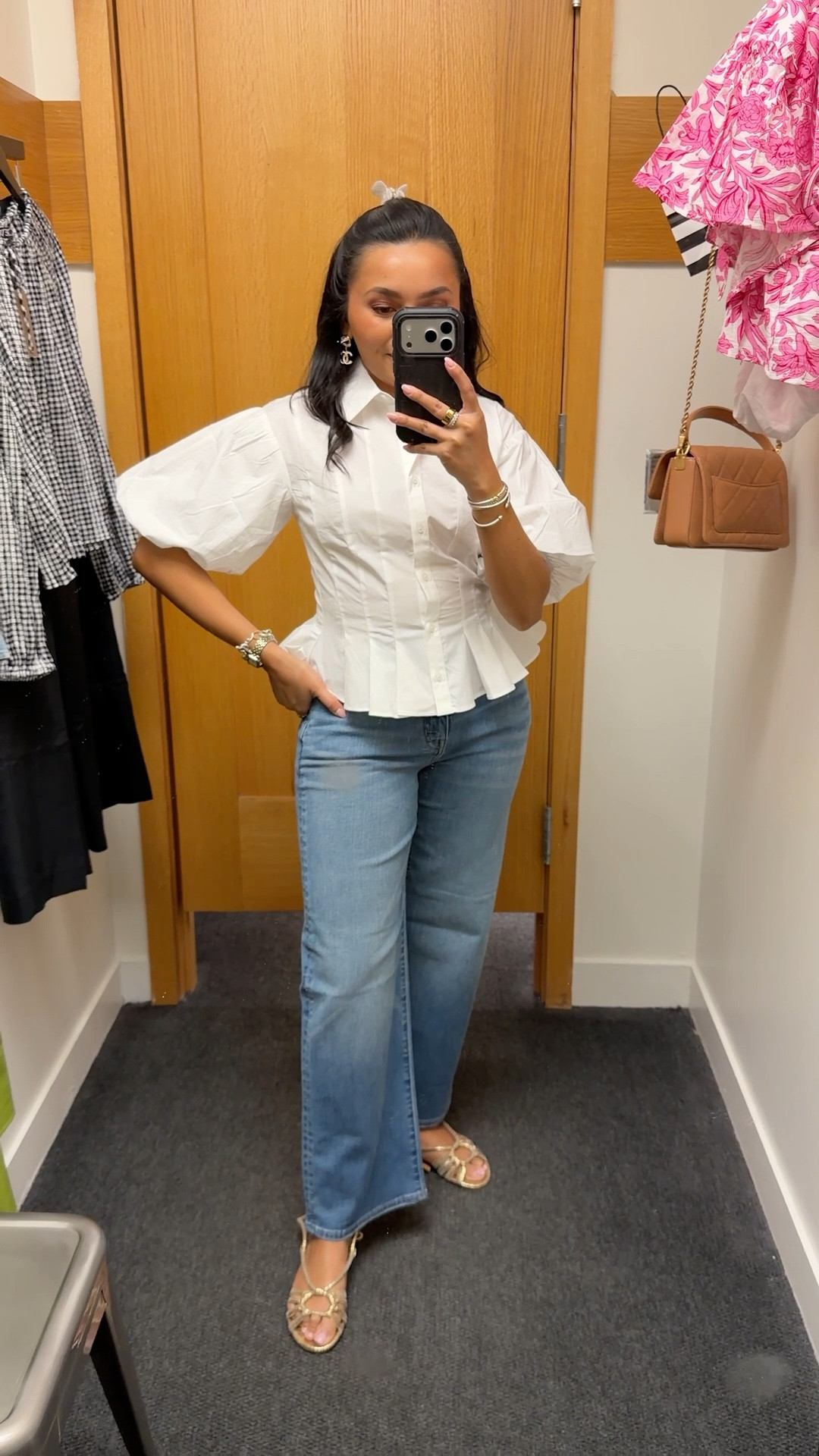 White top size 2 - size up a size, runs small
Jeans in cobalt wash size 25 regular - sized down a size since this is  regular sizing. 27” inseam 
Gold sandals size 5 TTS 

#LTKSaleAlert #LTKPetite #LTKootd