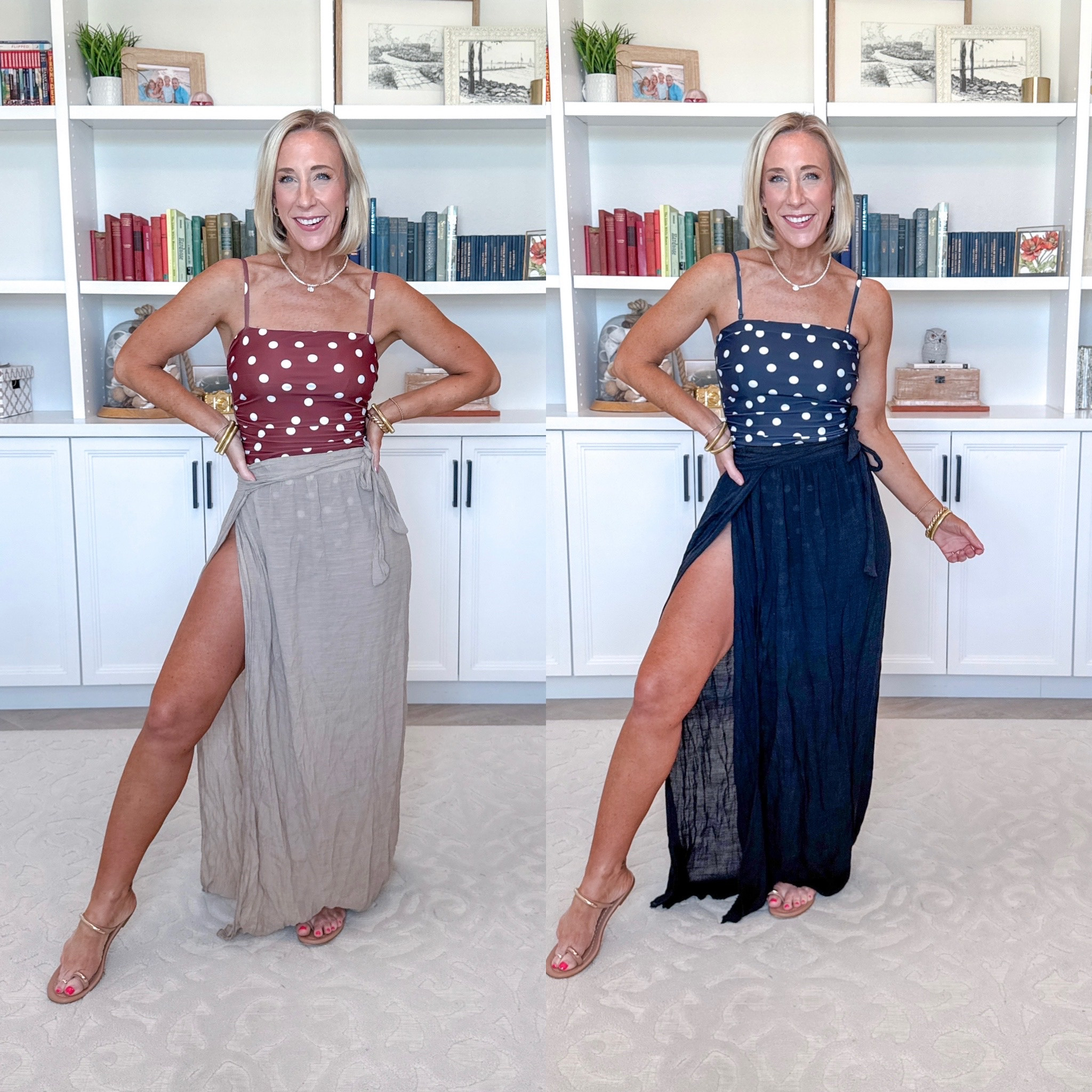 Amazon - cute with coverage one piece swimsuits 1. Brown White Polka Dots Square Neck One Piece Swimsuit - size small. 16 colors. 2. Black White Polka Dots Strapless Bandeau One Piece Swimsuit - size small. 15 colors. * Wrap/Skirt coverups - all are one size.

#LTKSeasonal#LTKSwim#LTKOver40 

 