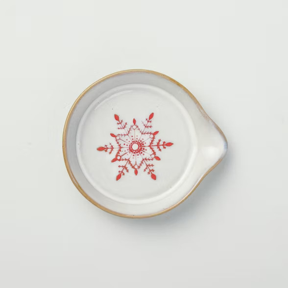 Festive Snowflake Stoneware Spoon Rest Light Gray/Red - Hearth & Hand™ with Magnolia | Target