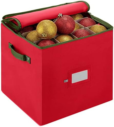 ZOBER Christmas Ornament Storage Box with Dual Zipper Closure - Box Contributes Slots for 64 Holi... | Amazon (US)