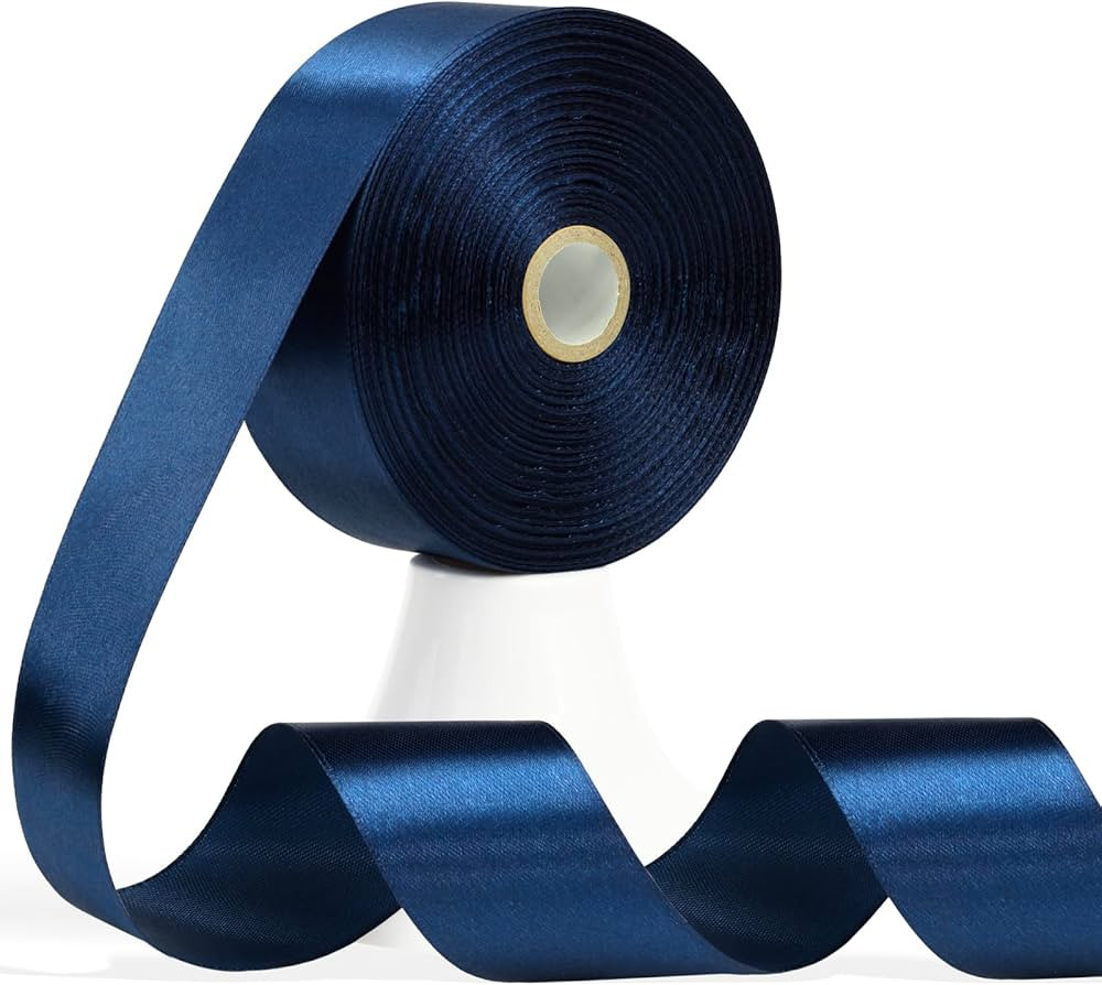 60 Yards Navy Blue Ribbon 1-1/2 Inch, Solid Dark Blue Satin Ribbon for Gift Wrapping, Crafts, Flo... | Amazon (US)