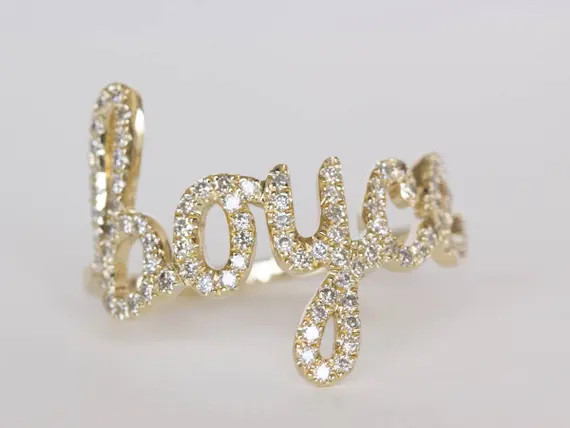 Custom Name Ring, Name Jewelry for Mom, Personalized Diamond Ring, Personalized Ring, Script Ring... | Etsy (US)