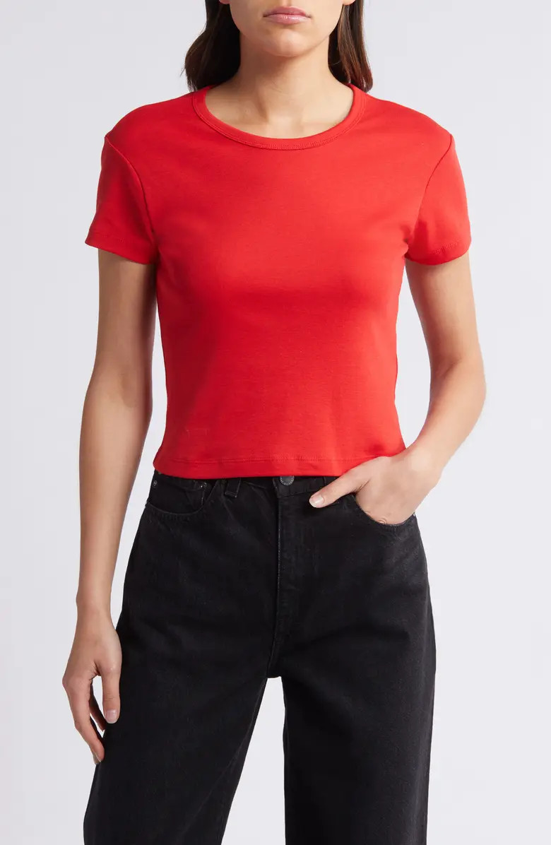 Stevie Crop Cotton Rib T-Shirt | Nordstrom