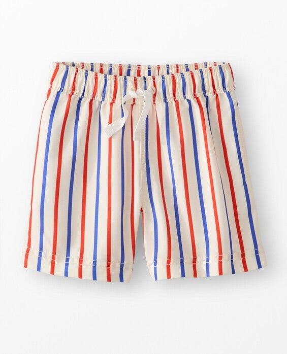 Boys' Rwb Stripe Swim Trunks in 100% Recycled Polyester Microsanded - Size Big Kids 12 by Hanna Andersson | Hanna Andersson