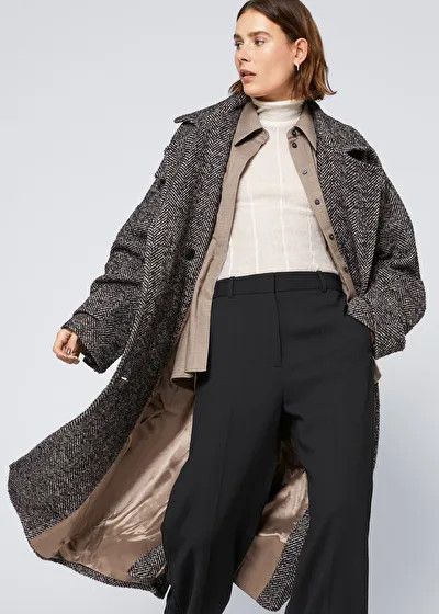 Oversized Double-Breasted Coat - Brown - Woolcoats - Brown Coat Coats - Winter Coat Outfit | & Other Stories US