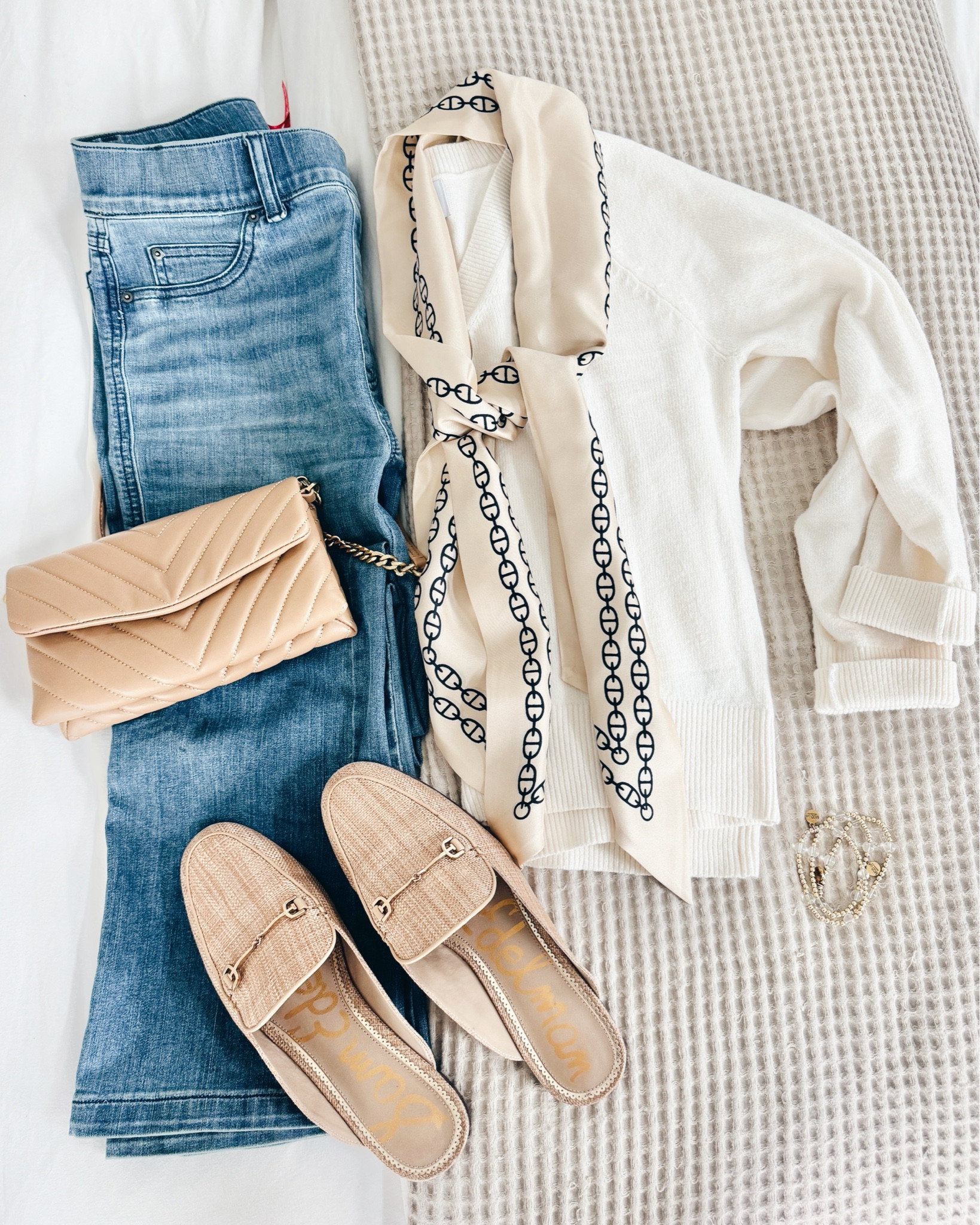 I have xs in the sweater and small tall in the jeans (use code RACHELXSPANX for a discount).  Mules true to size.  



#LTKFindsUnder50 #LTKShoeCrush #LTKSaleAlert