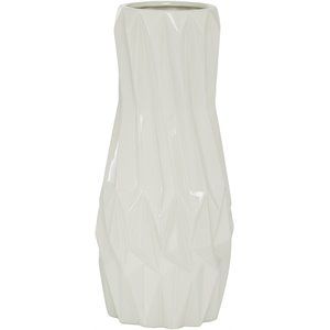 Leeds & Co 16.25"H White Ceramic Modern Vase | Homesquare