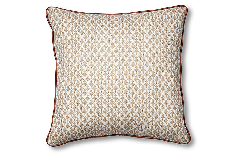 Lila 19x19 Pillow, Beige/White | One Kings Lane