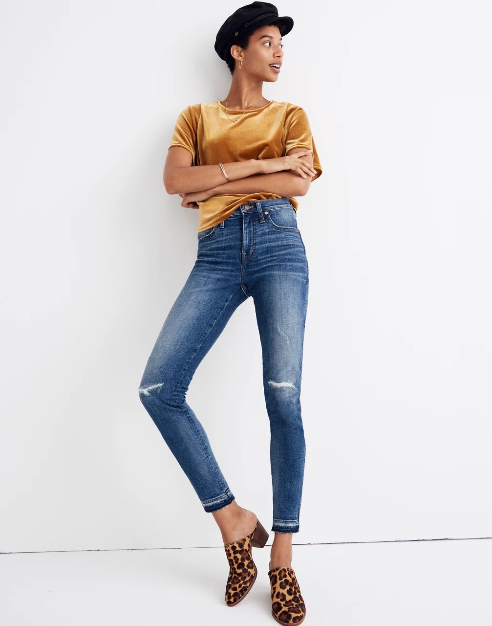 9" High-Rise Skinny Jeans in York Wash: Rip and Repair Edition | Madewell