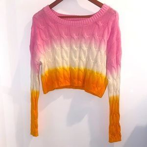 NWT Sincerely Jules Dip Dye Cable Knit Cropped Sweater, Sz Medium | Poshmark