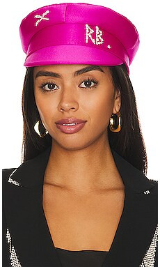Ruslan Baginskiy Crystal-embellished Satin Baker Boy Cap in Pink from Revolve.com | Revolve Clothing (Global)