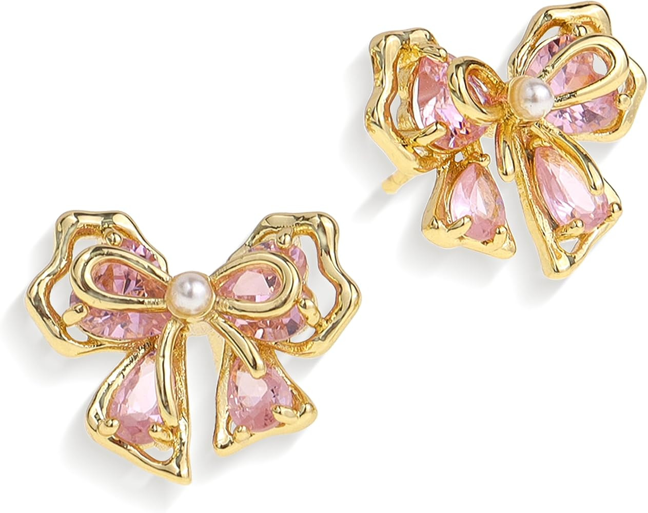 JeanBeau Pearl Flower Leaf Stud Earrings for Women Statement Cluster CZ Pearls Earing Gold Plated... | Amazon (US)
