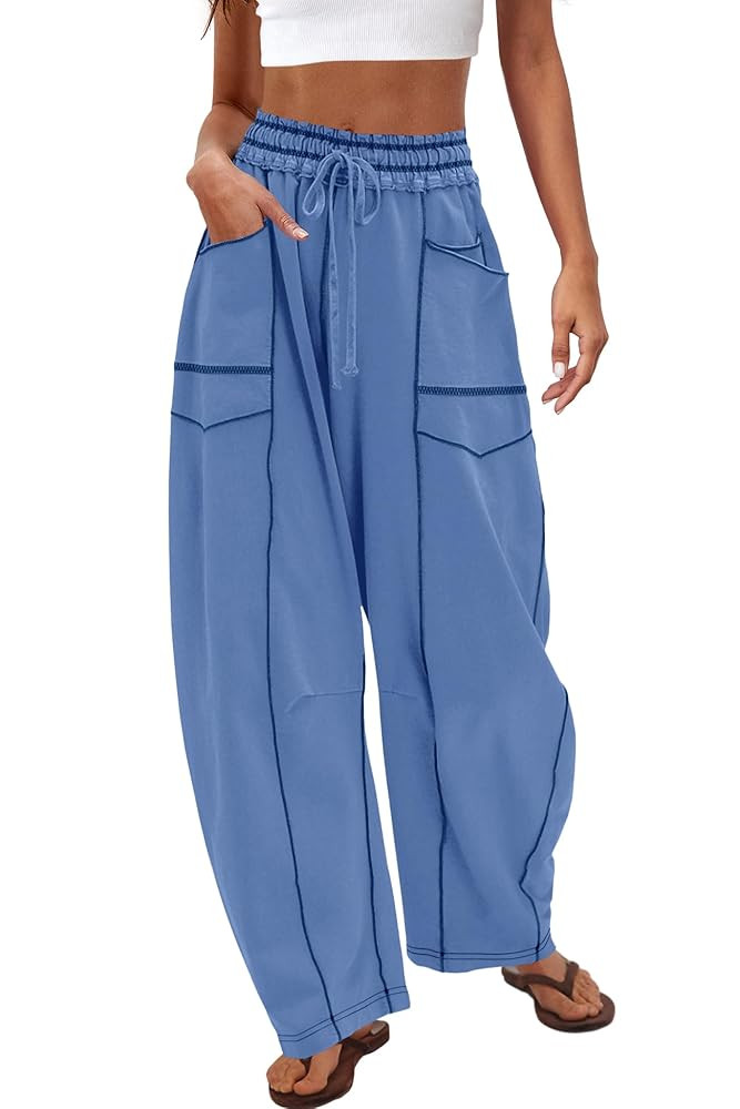 Nirovien Womens Barrel Sweatpants High Waisted Wide Leg Pants Drawstring Athletic Baggy Pants Lou... | Amazon (US)