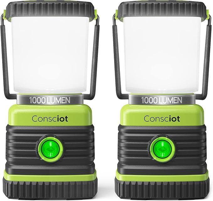 Consciot 1000LM Battery Powered LED Camping Lantern, 4 Light Mode, Dimmable | Amazon (US)