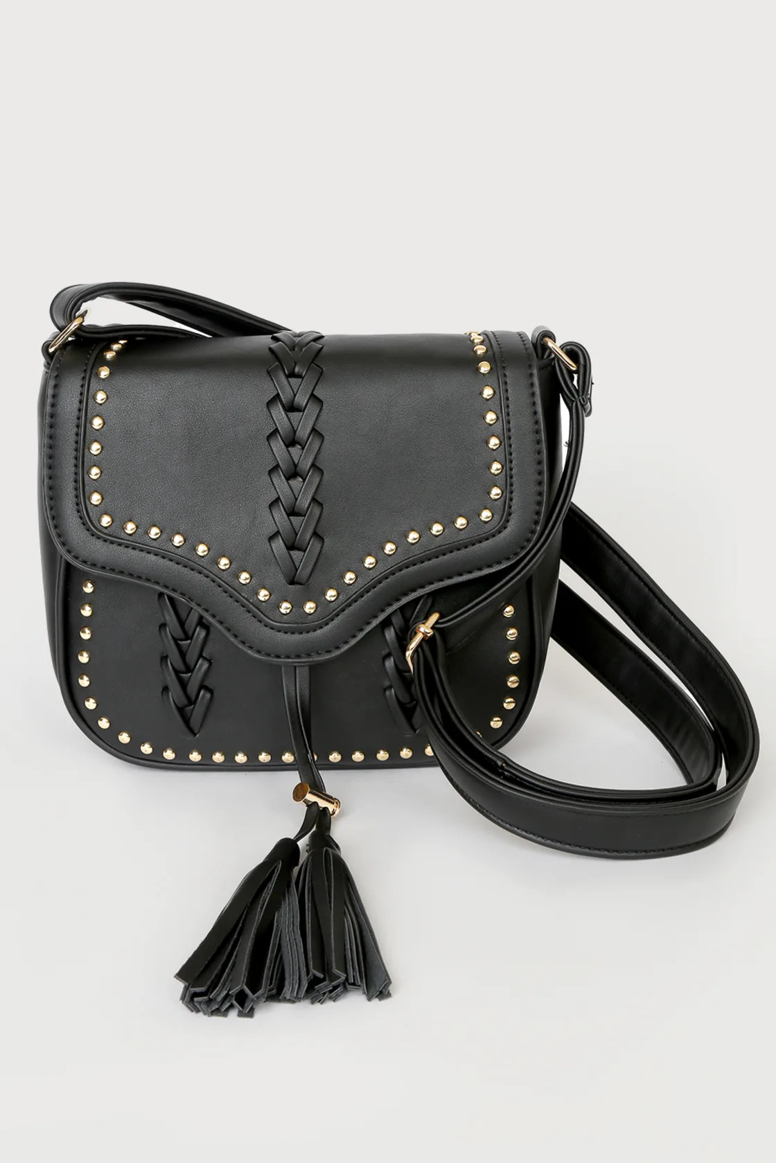 Festival Favorite Black Studded Tassel Crossbody Bag | Lulus (US)
