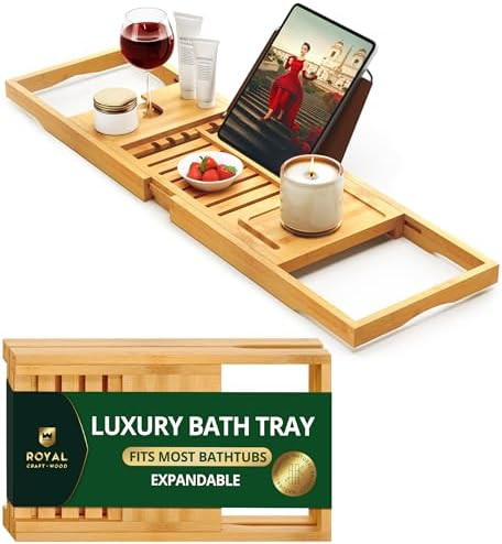 ROYAL CRAFT WOOD Premium Foldable Bathtub Tray Caddy - Wood Bath Tray for Tub, Bamboo Shelf, Expa... | Amazon (US)