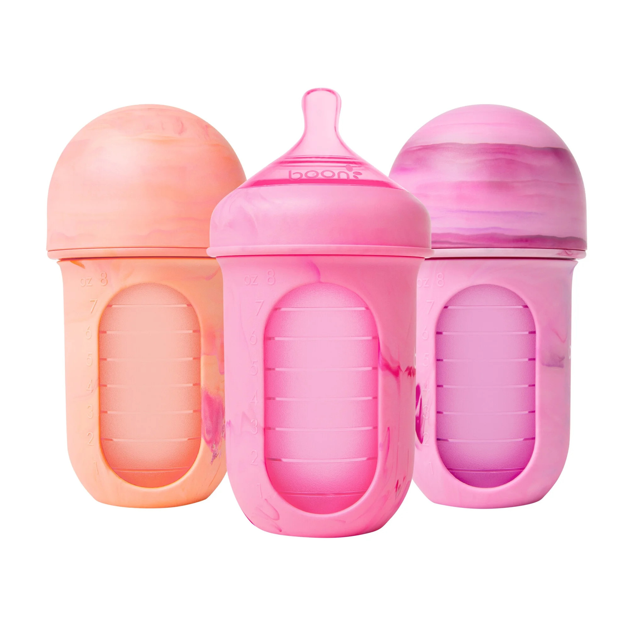 Boon NURSH® Reusable Baby Bottles with Platinum Food-Safe Silicone – Stage 2 Medium Flow – 8... | Walmart (US)