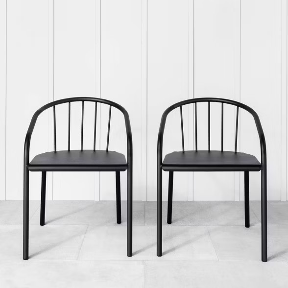 2pk Indoor/Outdoor Patio Stacking Chair Set Black - Hearth & Hand with Magnolia Furniture | Target