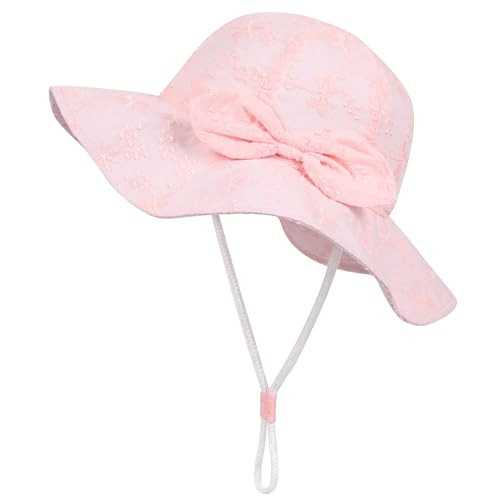Baby Girl Embroidery Floppy Sun Hat 0-6 Months Infant Toddler Girls Cotton Summer Hats Bucket Cap with UPF 50+ Sun Protection | Amazon (US)