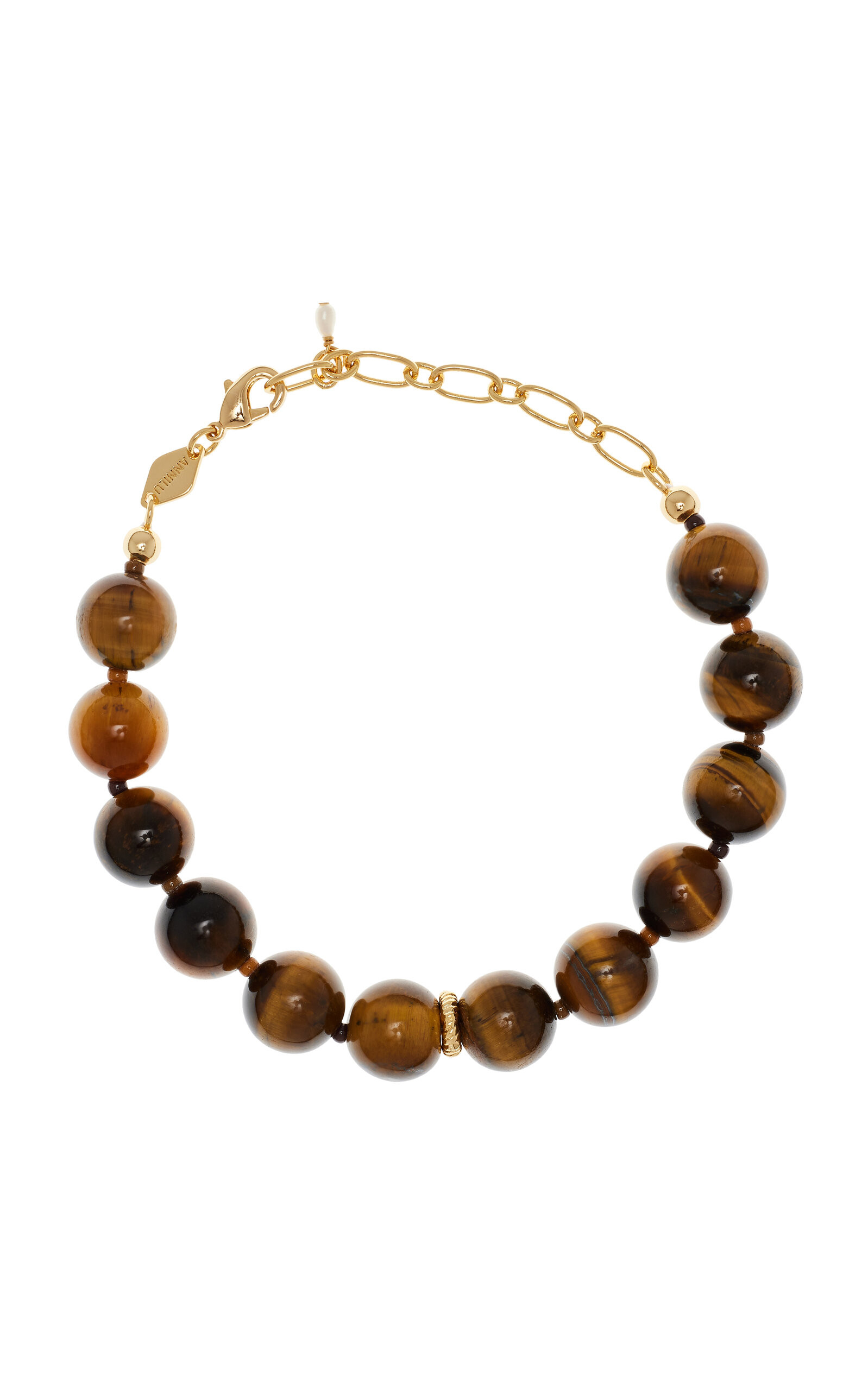 Eye Of The Tiger 18K Gold-Plated  Pearl And Tigers Eye Necklace | Moda Operandi (Global)