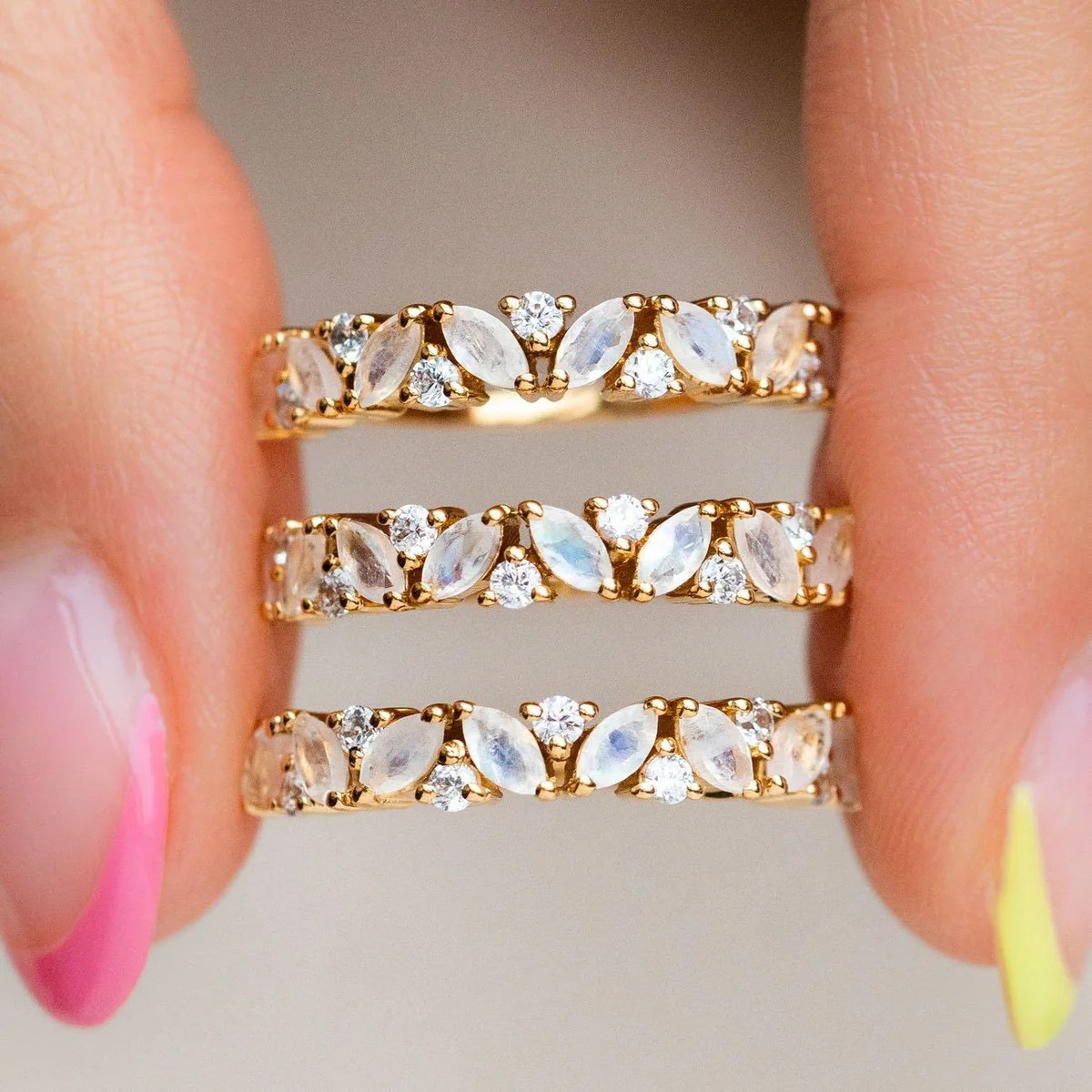 Rainbow Moonstone & Diamond Woodland Dream Ring | Local Eclectic