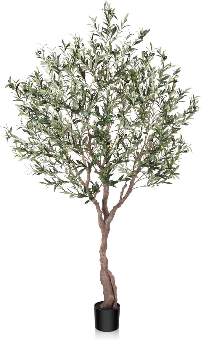 Olive Trees Artificial Indoor, 7Ft Artificial Olive Plants, Tall Faux Olive Tree, Fake Topiary Si... | Amazon (US)