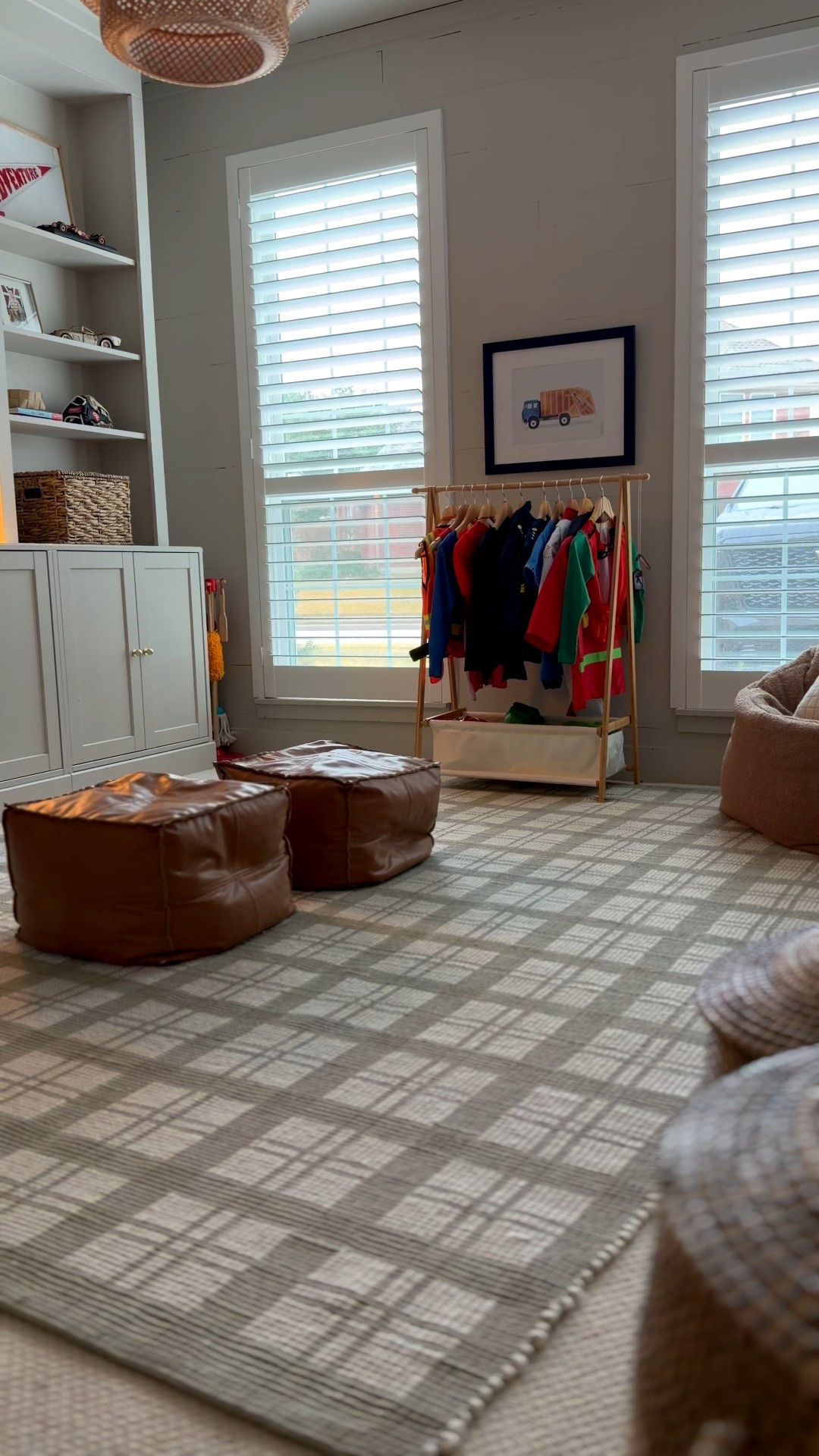 Chatting window treatments but linking our playroom favorites from in here too! 

Ryder rug, leather poufs, dress up rack, kids roomm

#LTKKids #LTKHome