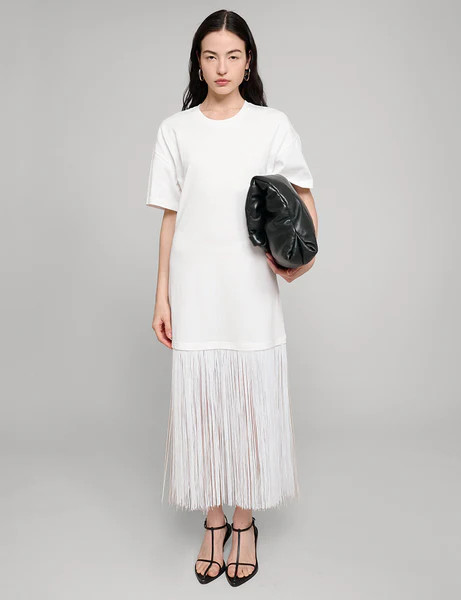 White Fringe Cotton Tee Dress | Pixie Market