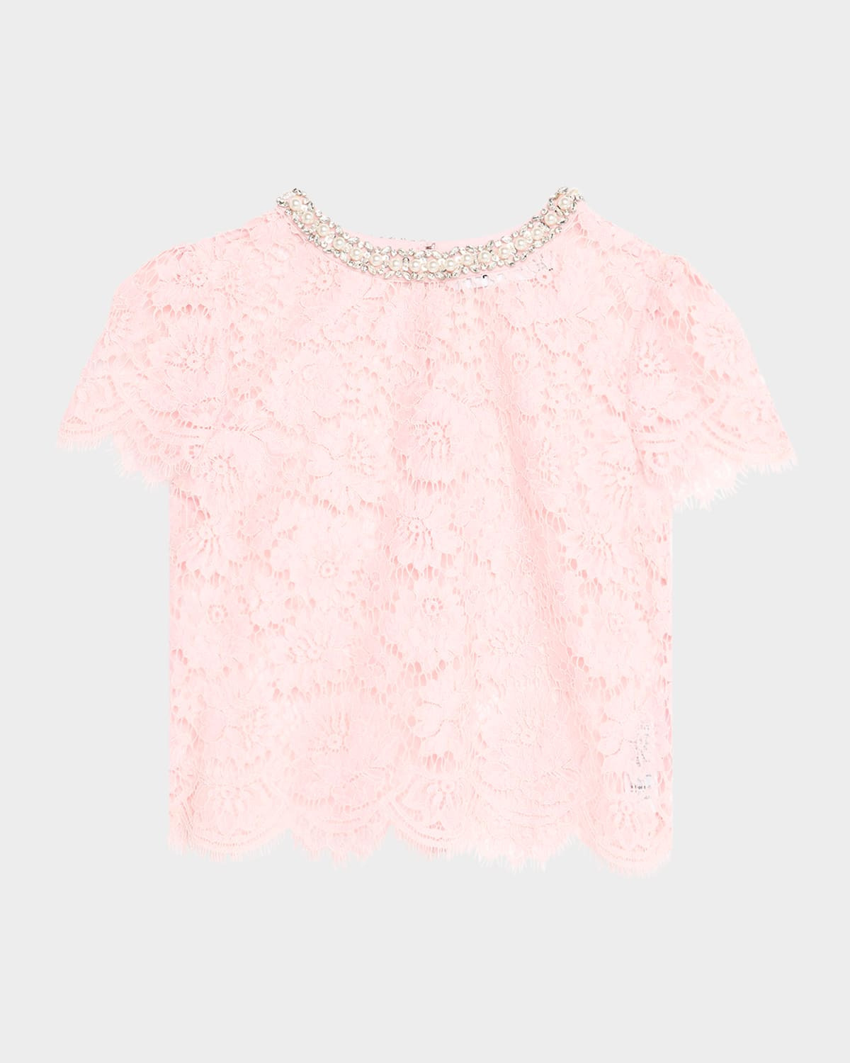 Embellished Sheer Lace Top | Neiman Marcus