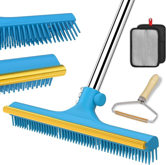 3 in 1 Carpet Rake for Pet Hair Removal, Reusable Pet Hair Remover Broom, 60'' Adjustable Long Ha... | Amazon (US)