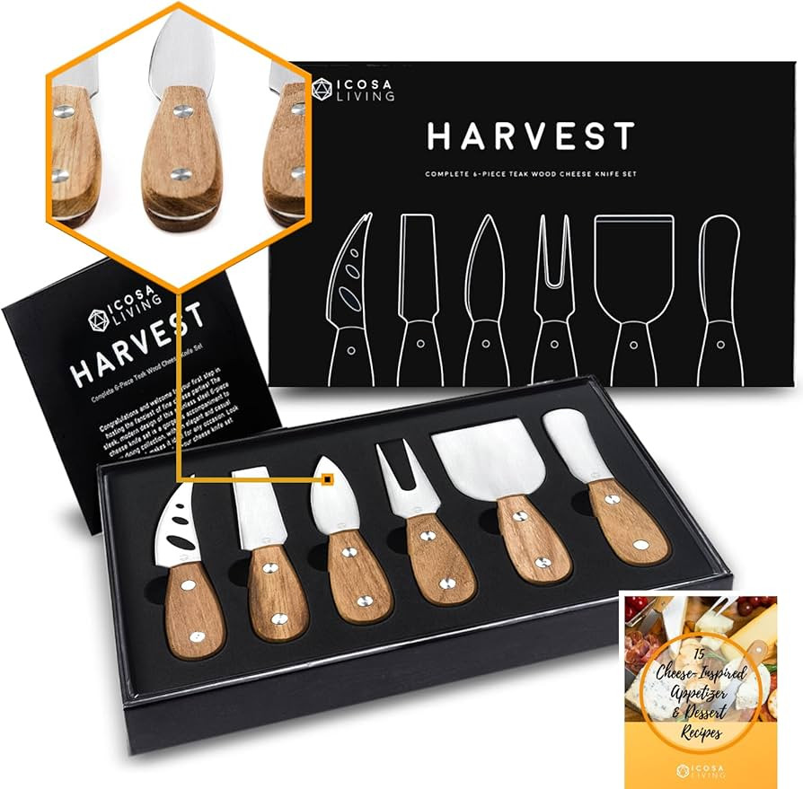 Harvest 6-Piece Cheese Knife Set (Gift-Ready) - Premium Stainless Steel Cheese Knives with Rivets... | Amazon (US)