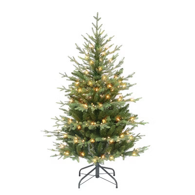 Puleo 4.5' Pre-lit Slim Balsam Fir Artificial Christmas Tree with Clear Lights | Target