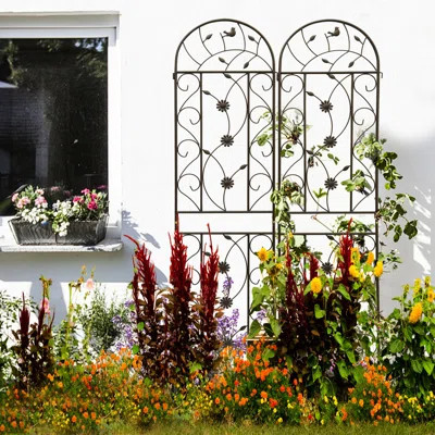 86.7"X19.7" Metal Garden Trellises 2 Pack, Rustproof For Climbing Plants Outdoors, Flower Support, Brown, Easy To Construct, 2 Trellises, Rust- Outdoo | Wayfair North America