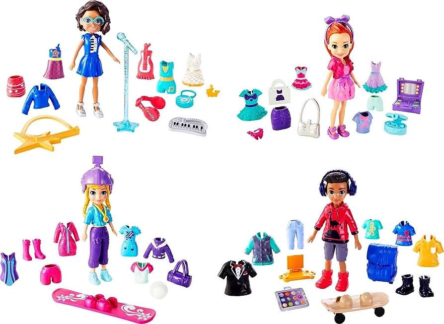 Polly Pocket Fashion Super Collection with 3-inch Polly, Lila, Shani & Nicolas Wells Dolls Plus 4... | Amazon (US)