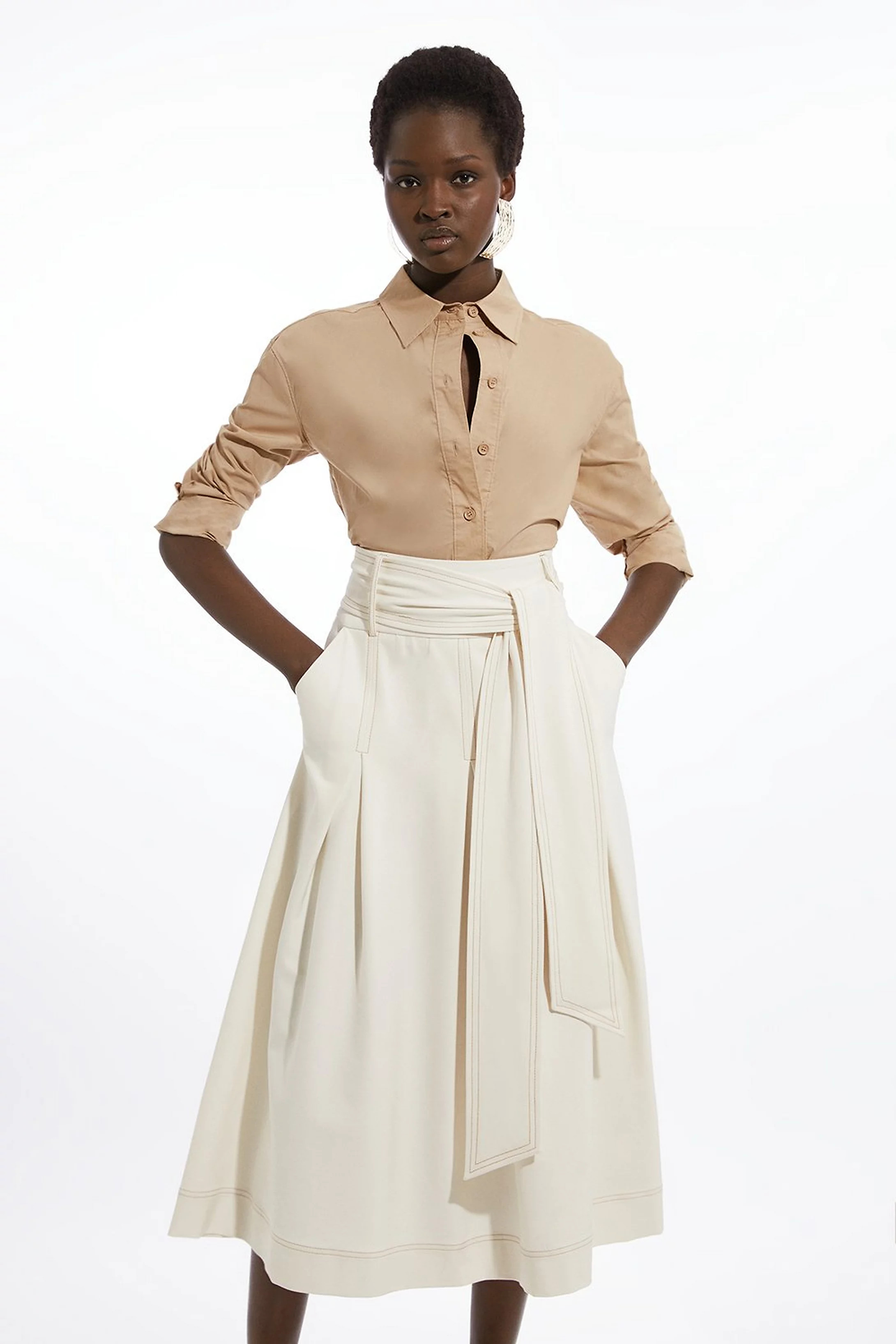 Tailored Full Skirted Belted Midaxi Skirt | Karen Millen US