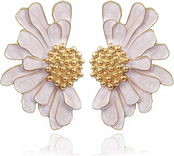 Aksod Vintage Flower Stud Earrings Exaggerated Oversized Daisy Flower Earrings Statement Jewelry ... | Amazon (US)