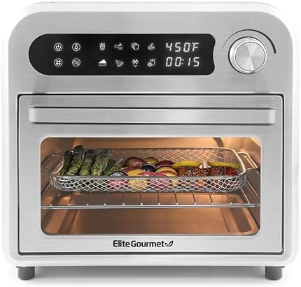 Elite Gourmet EAF8190D All Steel Exterior, Programmable 22Qt. Air Fryer, 12" Pizza Extra Large Ca... | Amazon (US)