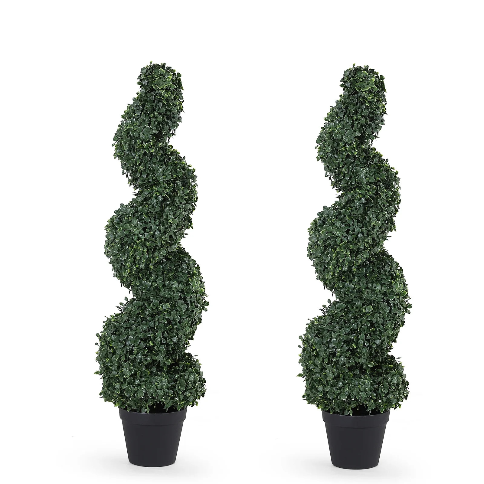 3ft Tall (2 Pieces) Faux Plant Outdoor Artificial Boxwood Spiral Topiary Trees Fake Plant for Dec... | Walmart (US)