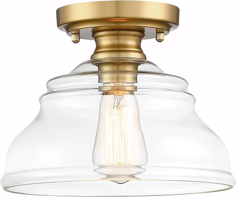 Industrial Semi Flush Mount Ceiling Light, Modern Clear Glass Light Fixture Mexo Farmhouse 10" Cl... | Amazon (US)
