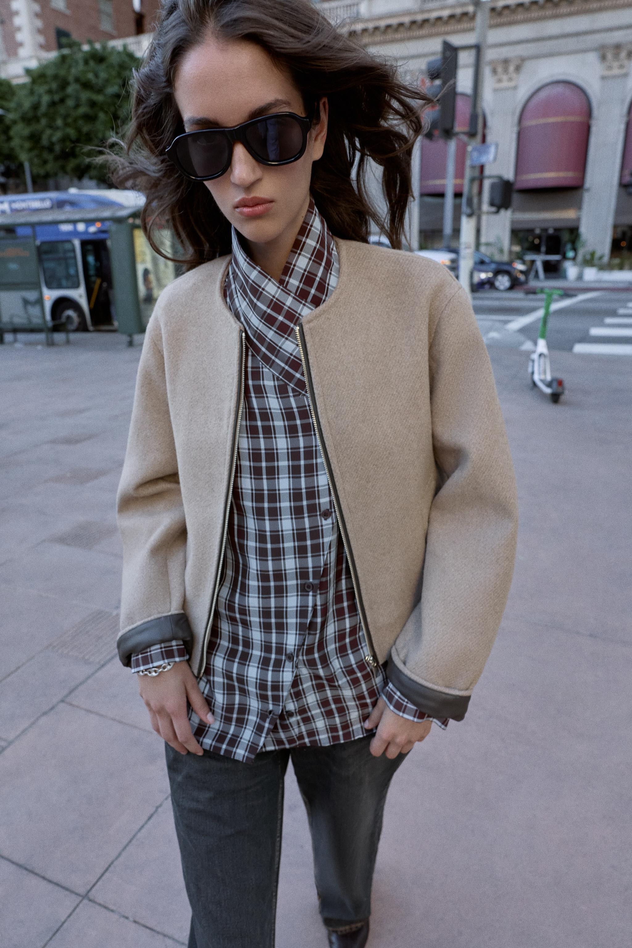 FAUX LEATHER TRIM BOMBER JACKET | Zara US