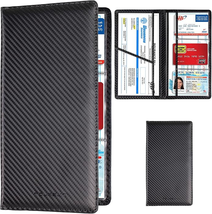 TOURSUIT Car Registration & Insurance Card Holder, Carbon Fiber Black | Amazon (US)