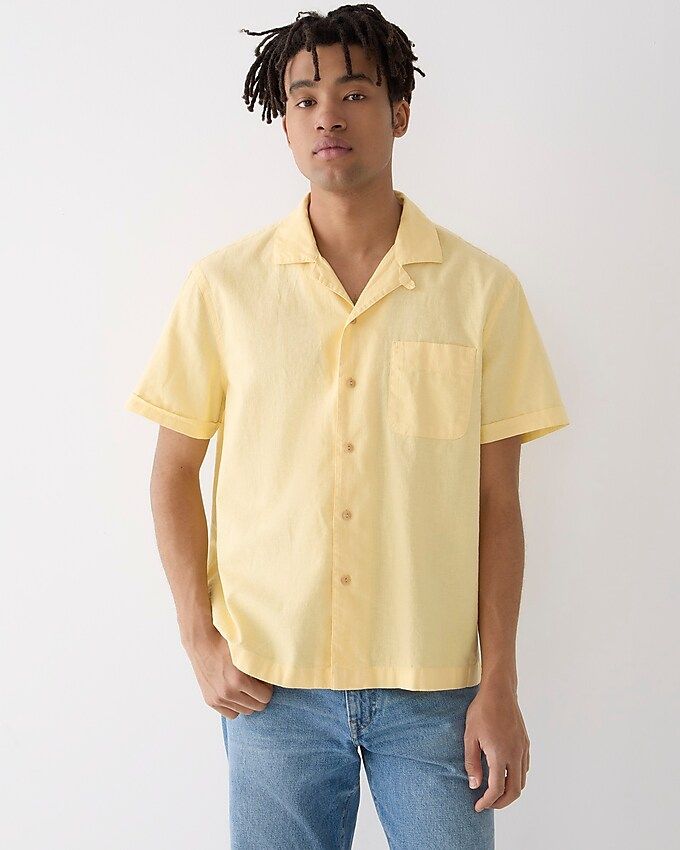 Hemp-cotton-blend camp-collar shirt | J.Crew US