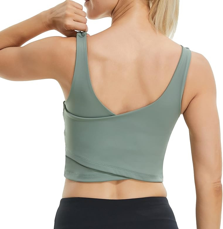 JOJOANS Longline Sports Bras for Women - Wirefree Padded Yoga Bra Support Yoga Crop Tank Tops Fitnes | Amazon (US)