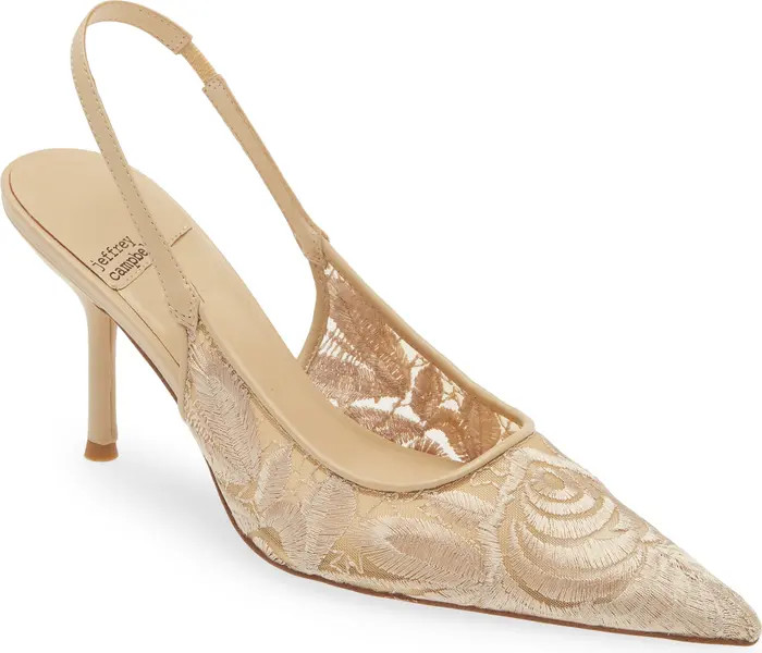 Lofficele Embroidered Mesh Slingback Pointed Toe Pump (Women) | Nordstrom