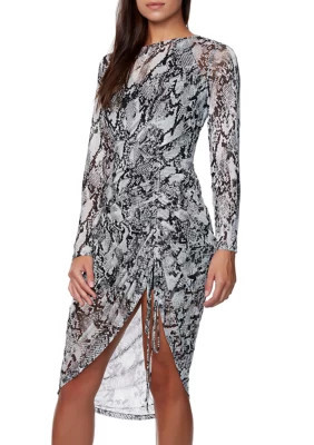 Bebe Women's Snake Mesh Ruched Dress | Belk