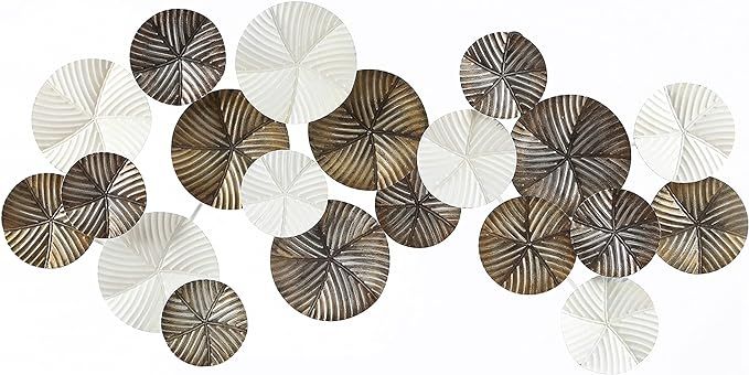 LuxenHome Metal Textured Wall Art, Round Discs Abstract Wall Decor, Modern Wall Hanging Sculpture... | Amazon (US)