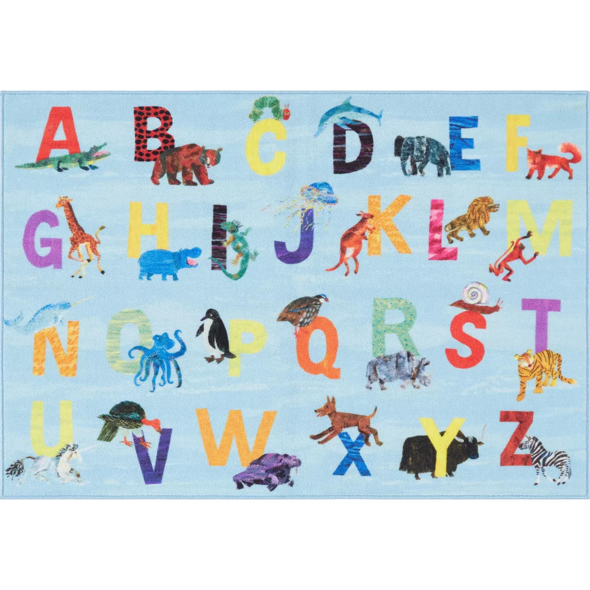 Eric Carle Alphabet Area Kids' Rug (6'6"x9'5") Blue - Home Dynamix | Target
