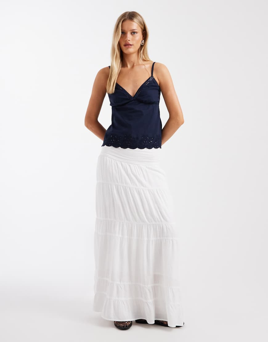 Hollister foldover maxi skirt in white | ASOS (Global)